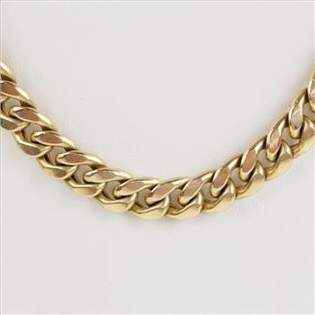 14kt Gold Hollow Curb Link Chain Necklace -Evaluated By Our Certified Gemologist-AGS/GIA