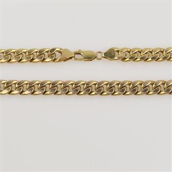 14kt Gold Hollow Curb Link Chain Necklace -Evaluated By Our Certified Gemologist-AGS/GIA