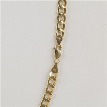 14kt Gold Hollow Curb Link Necklace