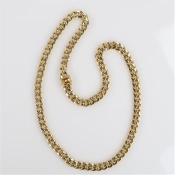 14kt Gold Hollow Curb Link Necklace- Evaluated by our Certified Gemologist-AGS/GIA