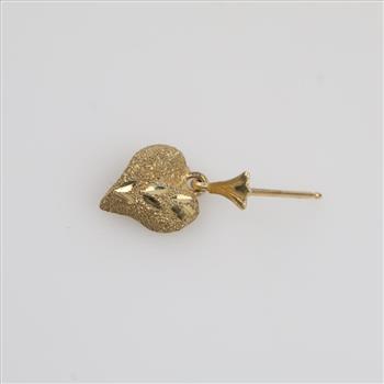 14kt Gold Hollow Dangle Heart Earring