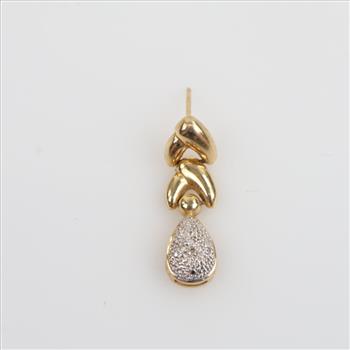 14kt Gold Hollow Diamond Accent Earring