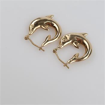 14kt Gold Hollow Dolpin Earrings