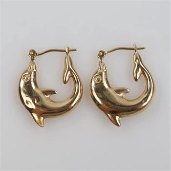 14kt Gold Hollow Dolpin Earrings