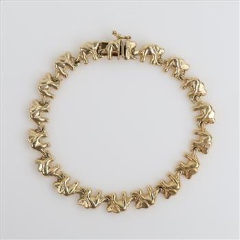 14kt Gold Hollow Elephant Bracelet