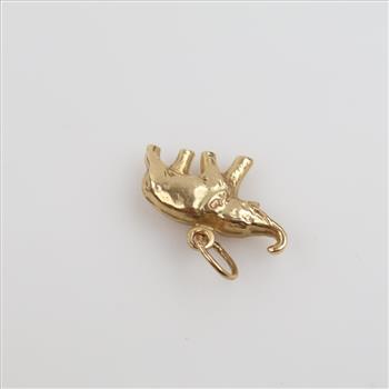 14kt Gold Hollow Elephant Pendant