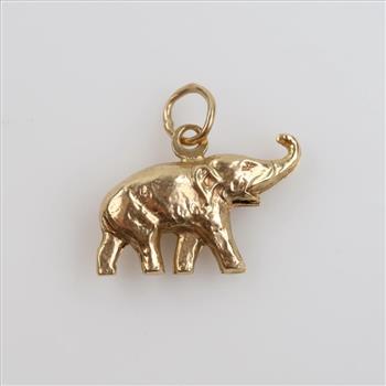 14kt Gold Hollow Elephant Pendant