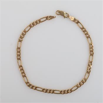 14kt Gold Hollow Figaro Chain Bracelet