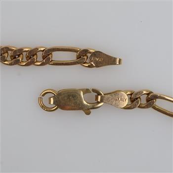 14kt Gold Hollow Figaro Chain Bracelet