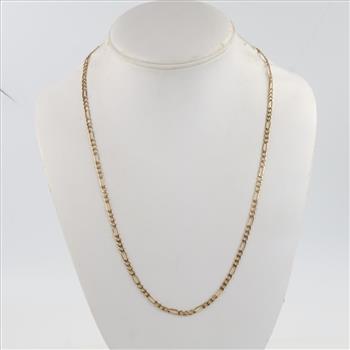 14kt Gold Hollow Figaro Chain Necklace