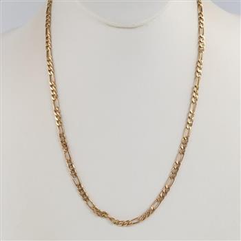 14kt Gold Hollow Figaro Chain Necklace
