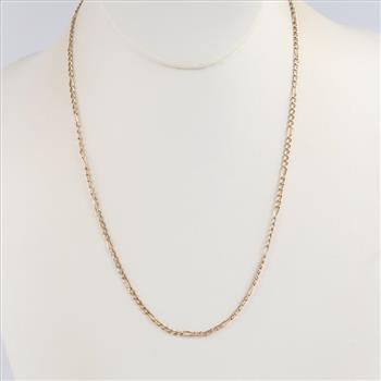 14kt Gold Hollow Figaro Chain Necklace