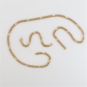 14kt Gold Hollow Figaro Chain Necklace
