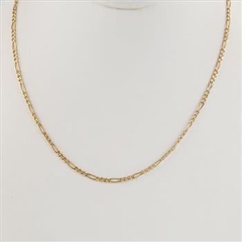 14kt Gold Hollow Figaro Link Necklace