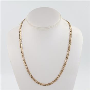 14kt Gold Hollow Figaro Link Necklace