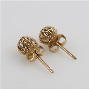 14kt Gold Hollow Filigree Stud Earrings