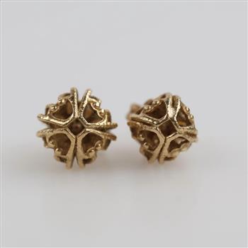 14kt Gold Hollow Filigree Stud Earrings
