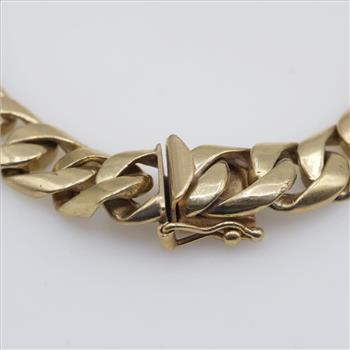 14kt Gold Hollow Flat Curb Link Bracelet