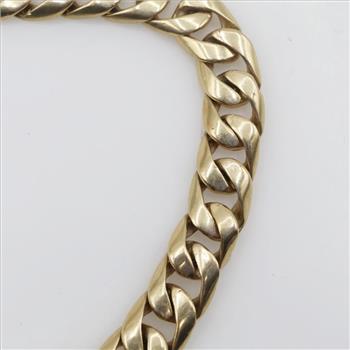 14kt Gold Hollow Flat Curb Link Bracelet