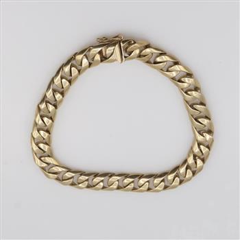 14kt Gold Hollow Flat Curb Link Bracelet