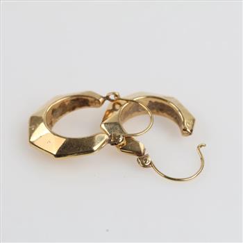 14kt Gold Hollow Geometric Hoop Earrings