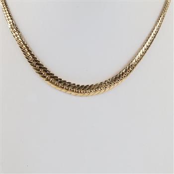 14kt Gold Hollow Graduated Herringbone Chain Necklace