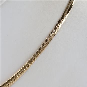 14kt Gold Hollow Graduated Herringbone Chain Necklace