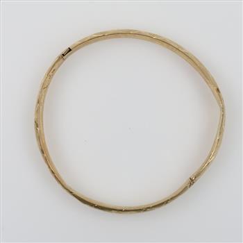 14kt Gold Hollow hinged bangle