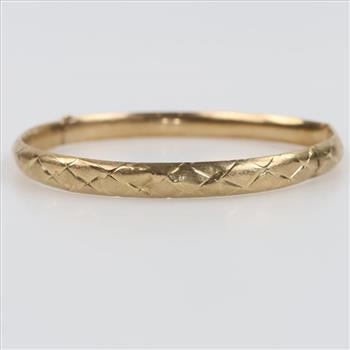 14kt Gold Hollow hinged bangle