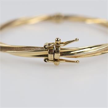 14kt Gold Hollow Hinged Bangle
