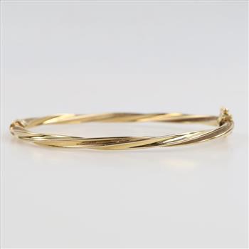 14kt Gold Hollow Hinged Bangle
