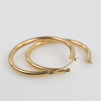 14kt Gold Hollow Hoop Earrings