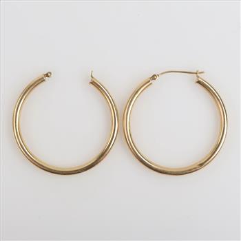 14kt Gold Hollow Hoop Earrings