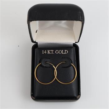 14kt Gold Hollow Hoop Earrings