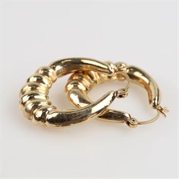 14kt Gold Hollow Hoop Earrings