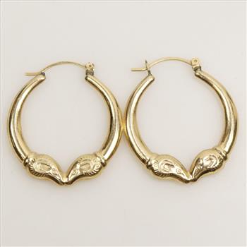 14kt Gold Hollow Hoop Earrings