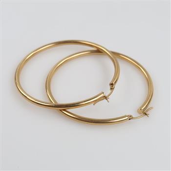 14kt Gold Hollow Hoop Earrings