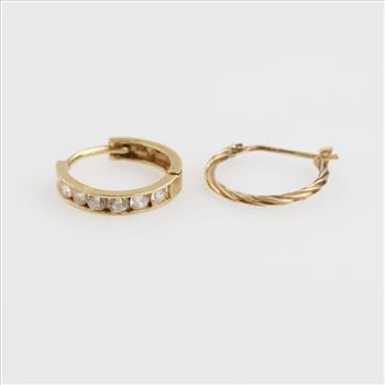 14kt Gold Hollow Hoop Mismatched Earrings