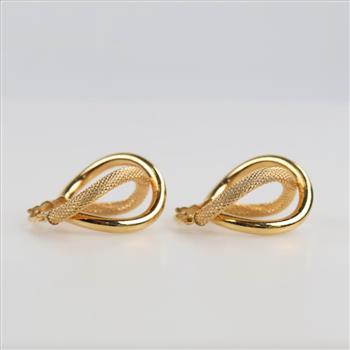 14kt Gold Hollow Hoop Twisted Earrings