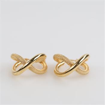 14kt Gold Hollow Hoop Twisted Earrings