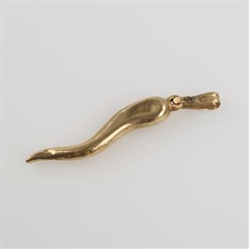 14kt Gold Hollow Italian Horn Pendant