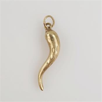 14kt Gold Hollow Italian Horn Pendant