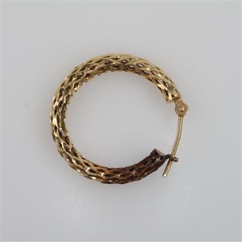 14kt Gold Hollow Lattice Hoop Earring