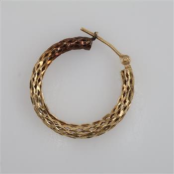 14kt Gold Hollow Lattice Hoop Earring