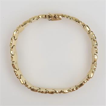 14kt Gold Hollow Link Panel Bracelet