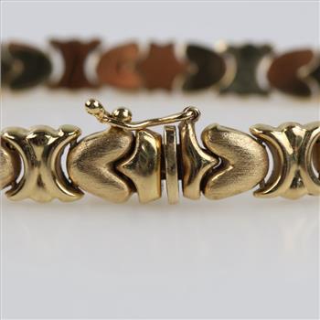 14kt Gold Hollow Link Panel Bracelet