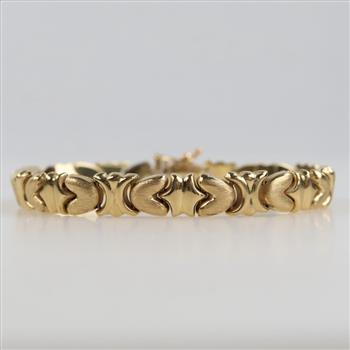 14kt Gold Hollow Link Panel Bracelet