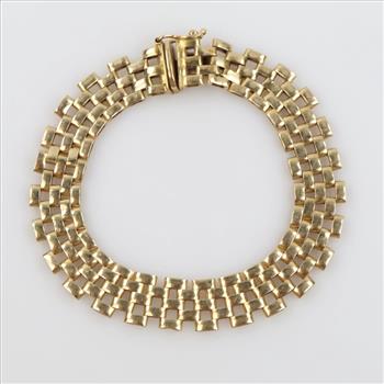 14kt Gold Hollow Panther Link Bracelet