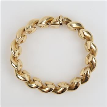 14kt Gold Hollow Panther Link Chain Bracelet