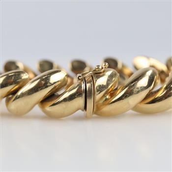 14kt Gold Hollow Panther Link Chain Bracelet